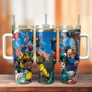 Unisex My H3ro Acad3mia Anime Custom 30oz or 40oz Quencher , Best Gift Idea NVA Graphic Tumbler for Anime Fans