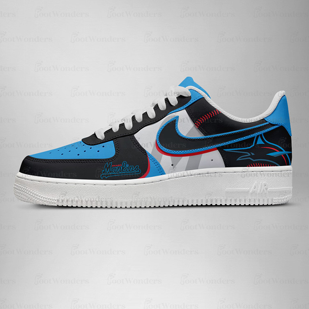 Miami Marlins Major League Baseball Version 2026 Graphic Air Force 1 Shoes Sneakers for Baseball Fans 1 Miami Marlins Major League Baseball Version 2026 Graphic Air Force 1 Shoes Sneakers for Baseball Fans
