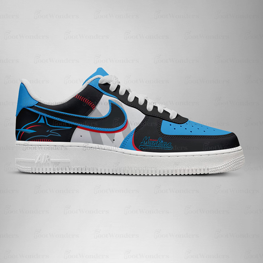 Miami Marlins Major League Baseball Version 2026 Graphic Air Force 1 Shoes Sneakers for Baseball Fans 2 Miami Marlins Major League Baseball Version 2026 Graphic Air Force 1 Shoes Sneakers for Baseball Fans