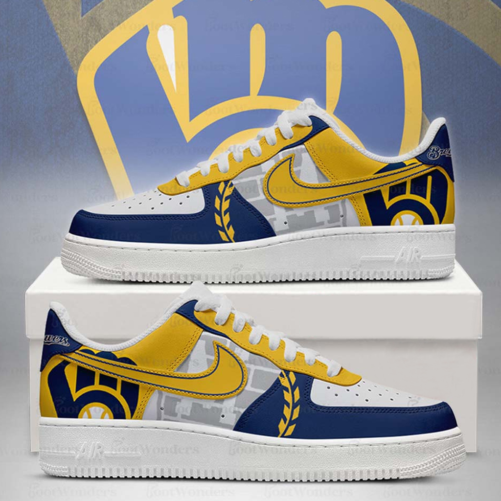 Milwaukee Brewers Major League Baseball Version 2026 Graphic Air Force 1 Shoes Sneakers for Baseball Fans 3 Milwaukee Brewers Major League Baseball Version 2026 Graphic Air Force 1 Shoes Sneakers for Baseball Fans