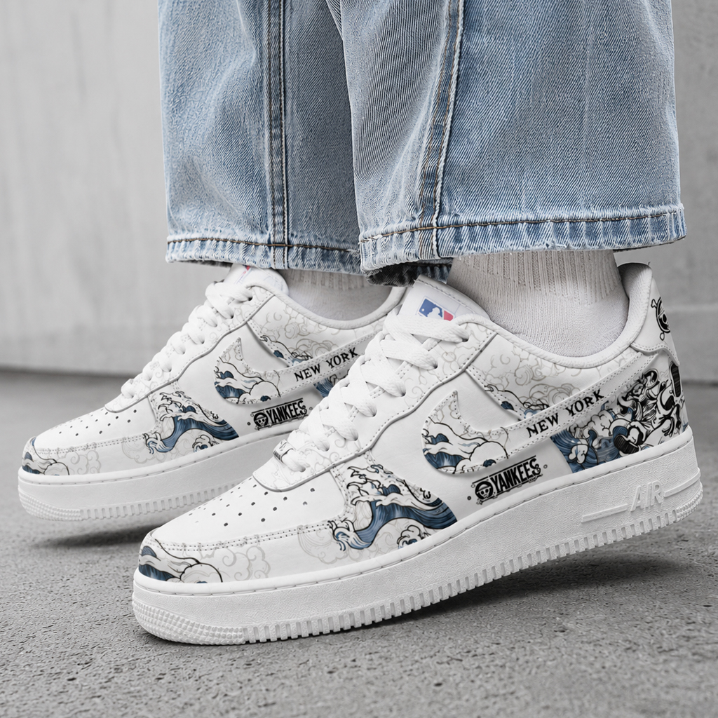 New York Yankees Baseball x One Piece Gear 5 Graphic Air Force 1 Shoes Sneakers for Baseball and Anime Fans 3 New York Yankees Baseball x One Piece Gear 5 Graphic Air Force 1 Shoes Sneakers for Baseball and Anime Fans