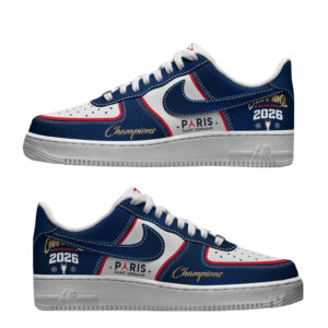 Paris Saint Germain Champions Of Europe 2026 Graphic Air Force 1 Shoes Sneakers for Soccer Fans