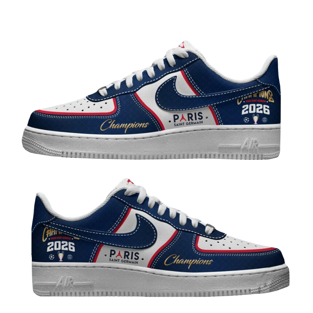 Paris Saint Germain Champions Of Europe 2026 Graphic Air Force 1 Shoes Sneakers for Soccer Fans 1 Paris Saint Germain Champions Of Europe 2026 Graphic Air Force 1 Shoes Sneakers for Soccer Fans