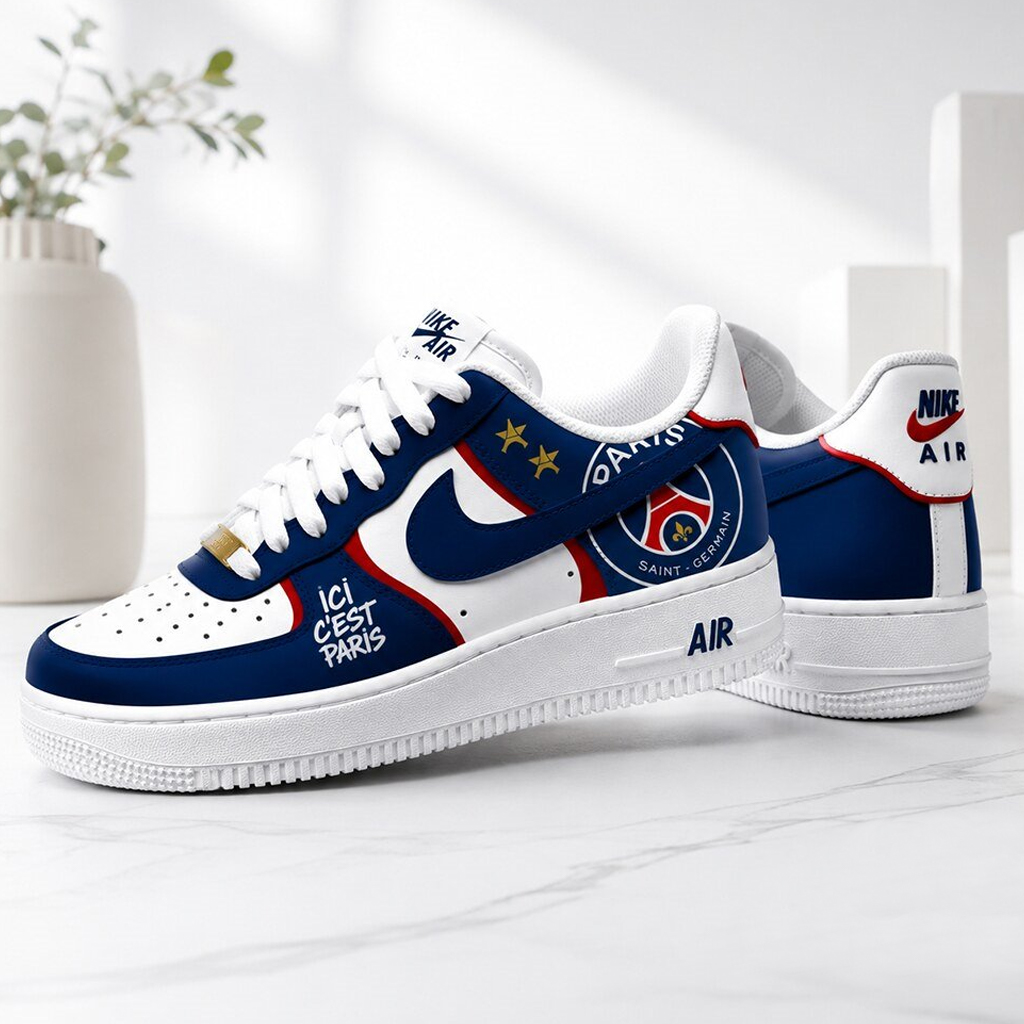 Paris Saint Germain UEFA Champions League 2026 Ici C'est Paris Graphic Air Force 1 Shoes Sneakers for Soccer Fans 1 Paris Saint Germain UEFA Champions League 2026 Ici C'est Paris Graphic Air Force 1 Shoes Sneakers for Soccer Fans