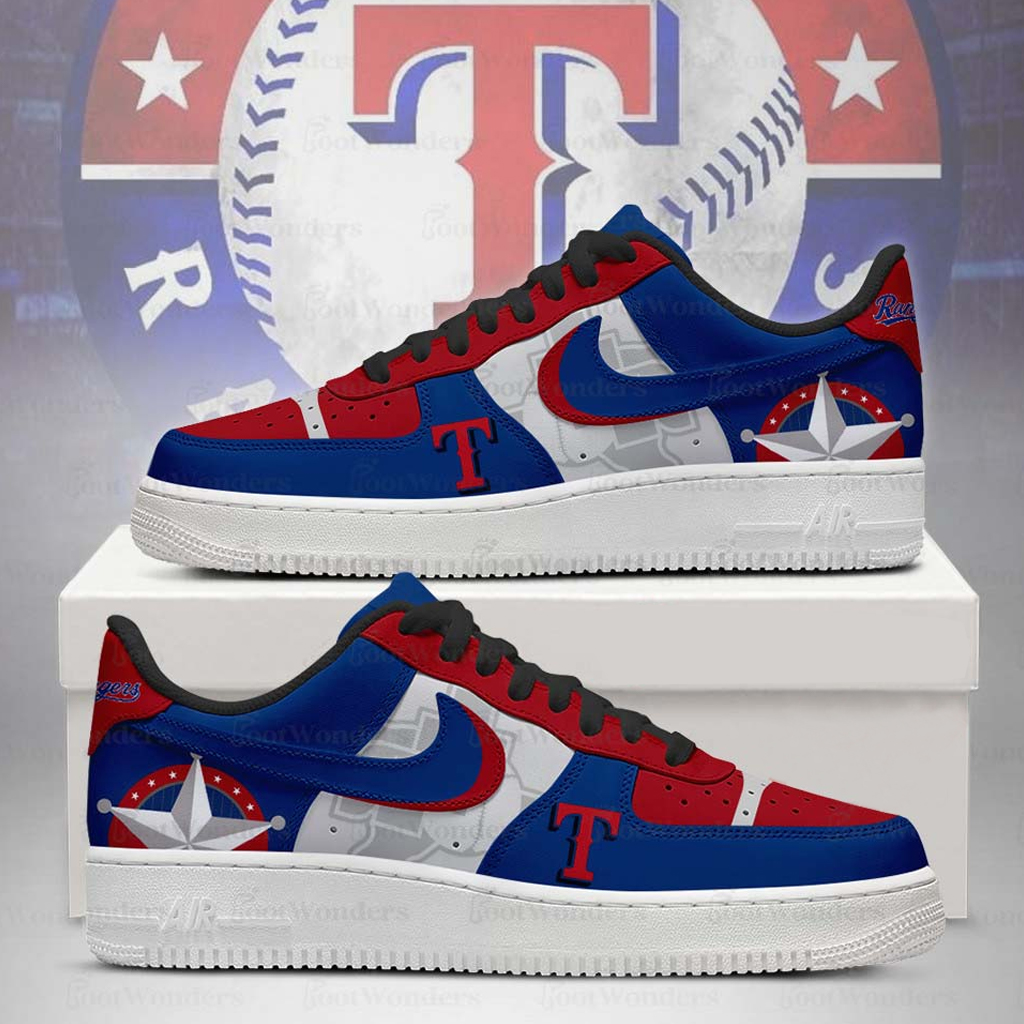 Texas Rangers Major League Baseball Version 2026 Graphic Air Force 1 Shoes Sneakers for Baseball Fans 4 Texas Rangers Major League Baseball Version 2026 Graphic Air Force 1 Shoes Sneakers for Baseball Fans