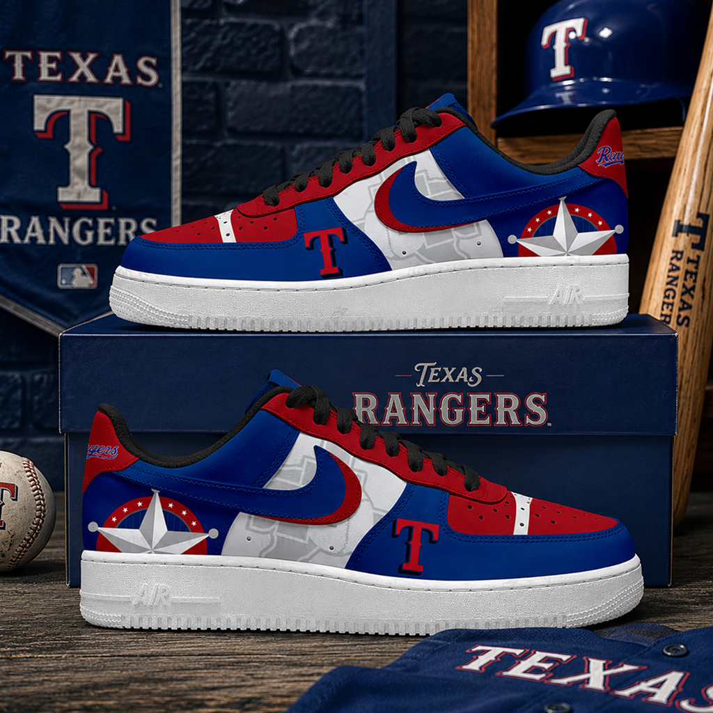 Texas Rangers Major League Baseball Version 2026 Graphic Air Force 1 Shoes Sneakers for Baseball Fans 3 Texas Rangers Major League Baseball Version 2026 Graphic Air Force 1 Shoes Sneakers for Baseball Fans