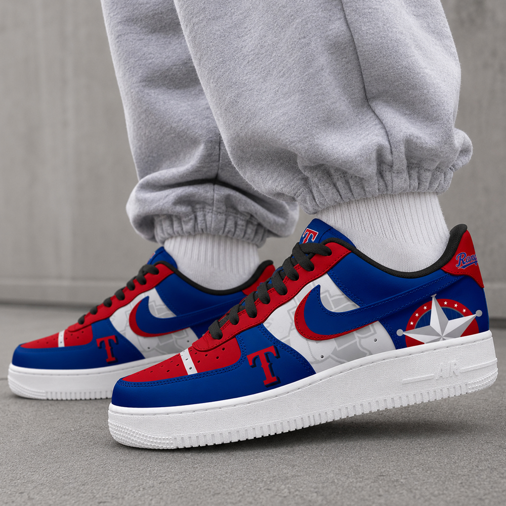 Texas Rangers Major League Baseball Version 2026 Graphic Air Force 1 Shoes Sneakers for Baseball Fans 5 Texas Rangers Major League Baseball Version 2026 Graphic Air Force 1 Shoes Sneakers for Baseball Fans