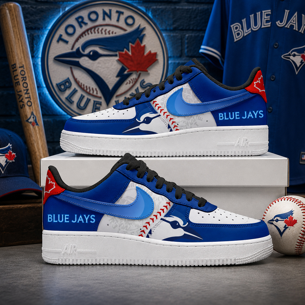 Toronto Blue Jays Major League Baseball Version 2026 Graphic Air Force 1 Shoes Sneakers for Baseball Fans 4 Toronto Blue Major League Baseball Version 2026 Graphic Air Force 1 Shoes Sneakers for Baseball Fans