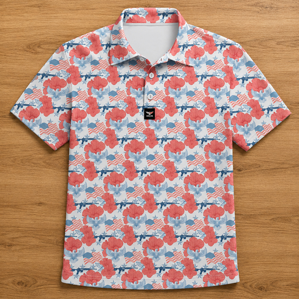 Unisex AR15 Tropical Flag Patriotic Graphic Polo Shirt for Patriotic Fans - Image 2