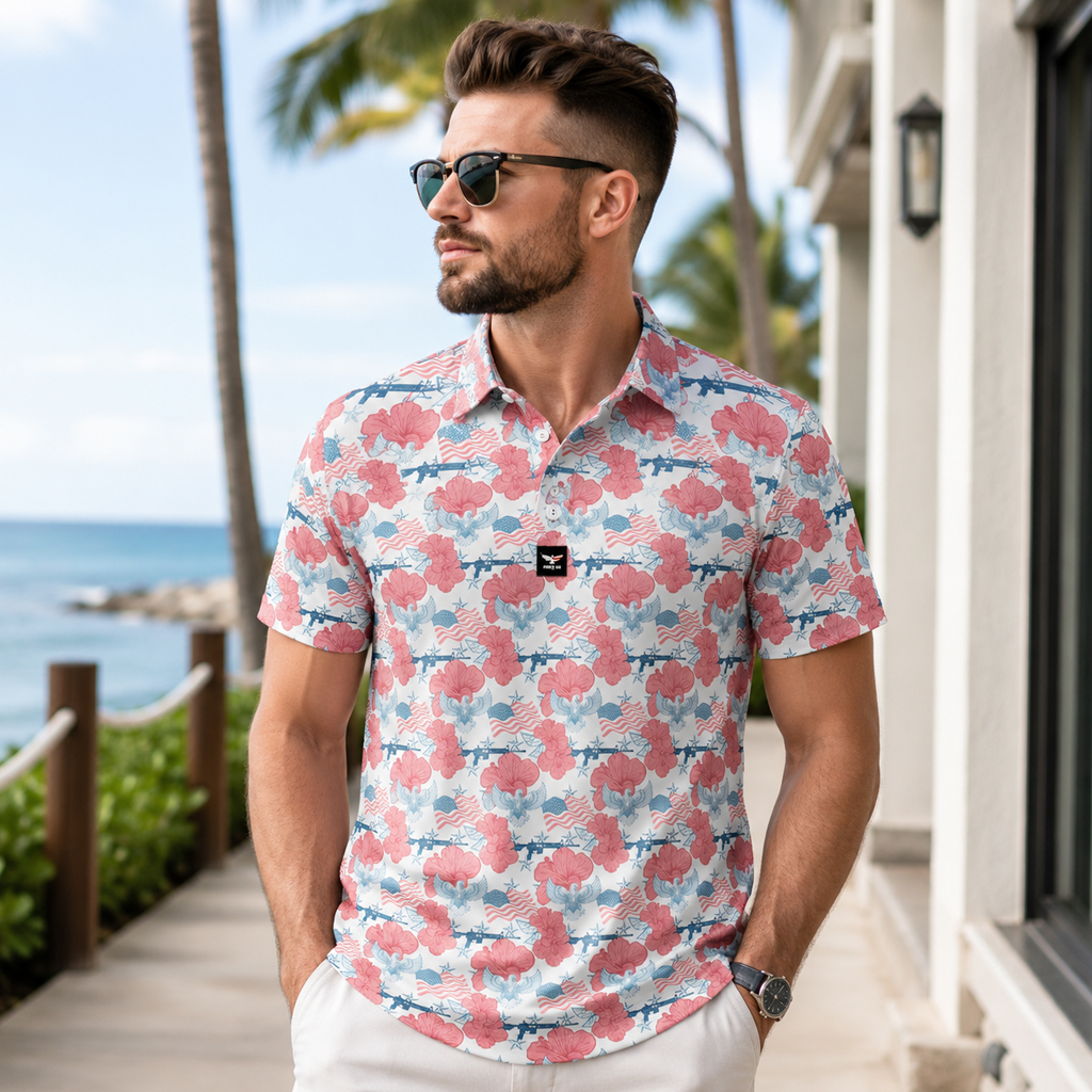 Unisex AR15 Tropical Flag Patriotic Graphic Polo Shirt for Patriotic Fans - Image 3