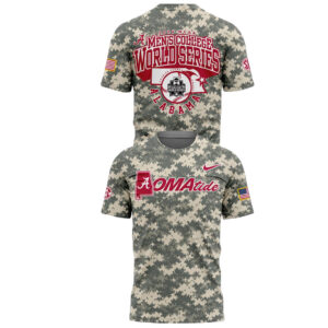Unisex Alabama Crimson Tide 2026 Baseball College World Series Camo Graphic Shirt for College Sports Fans