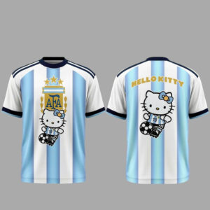 Unisex Argentina National Soccer Team Global Soccer Event 2026 x Hello Kitty Graphic Shirt for Soccer Fans