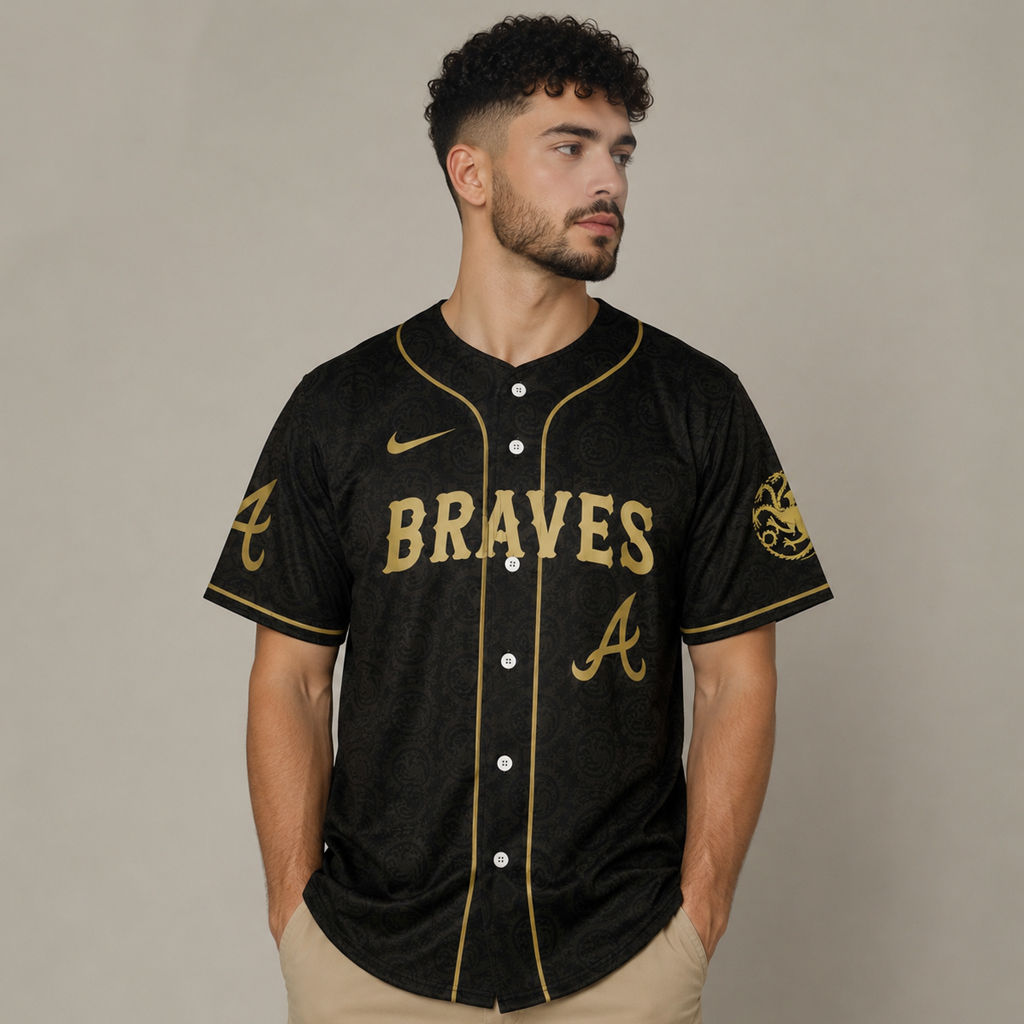 Unisex Atlanta Braves x House Of The Dragon 2026 Black Baseball Jersey for Baseball Fans