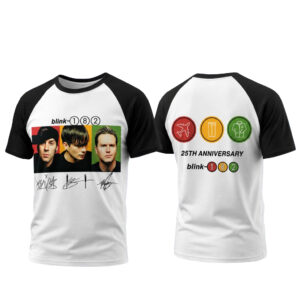 Unisex Blink-182 25th Anniversary 2026 Signature Graphic Shirt for Rock Music Fans