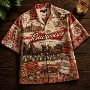 Unisex Budweiser Clydesdales King Of Beers Hawaiian Shirt for Beverage Fans