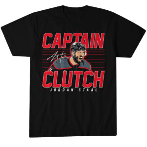 Unisex Carolina Hurricanes Jordan Staal Captain Clutch Graphic Shirt for Hockey Fans