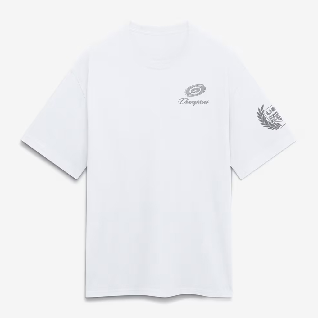 Unisex Carolina Hurricanes White 2026 Stanley Cup Champions USA 250th Anniversary Graphic Shirt for Hockey Fans