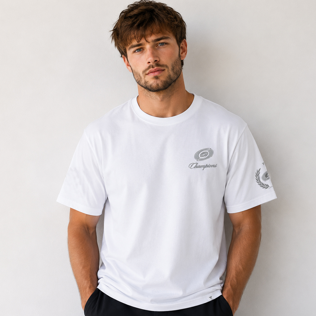 Unisex Carolina Hurricanes White 2026 Stanley Cup Champions USA 250th Anniversary Graphic Shirt for Hockey Fans