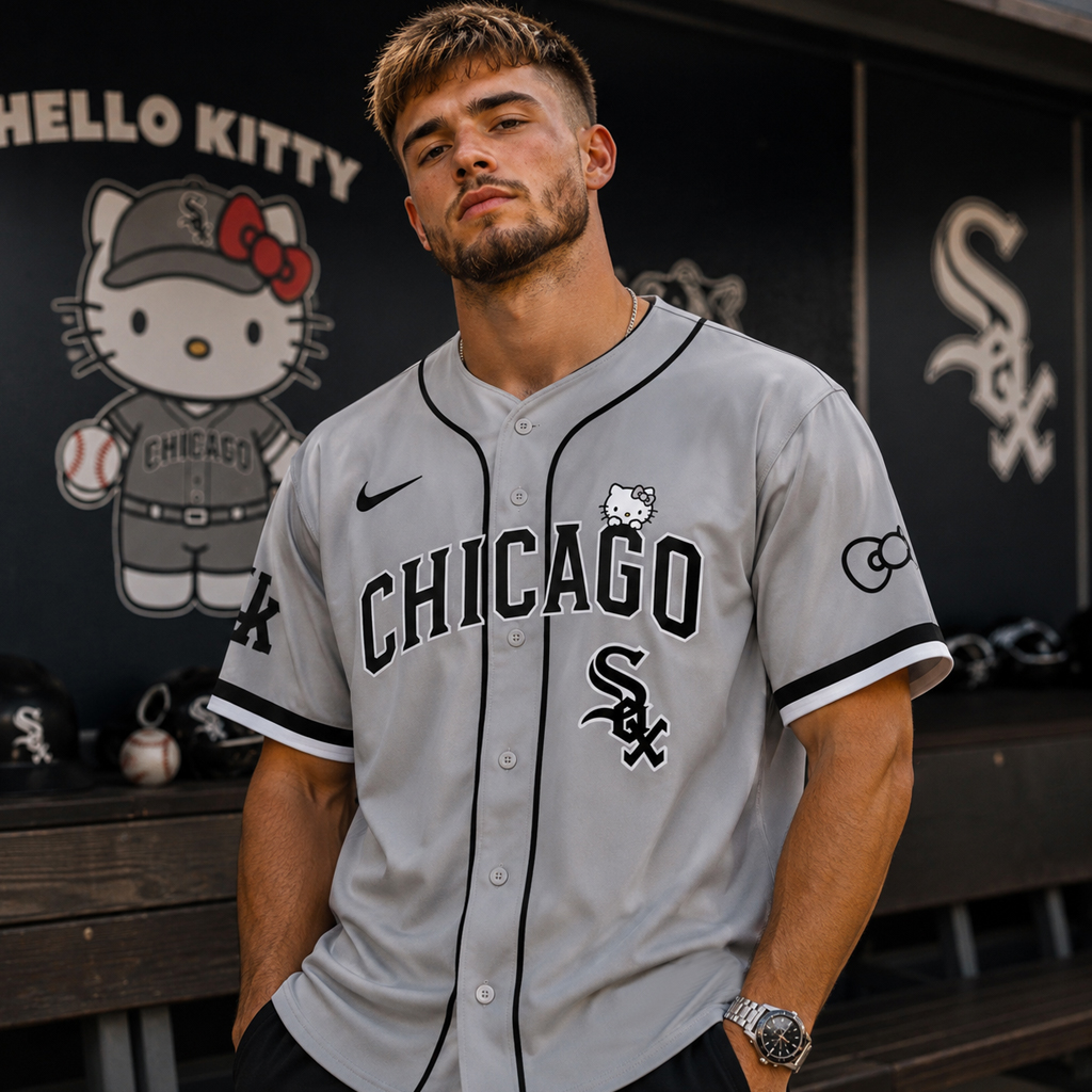Unisex Chicago White Sox Hello Kitty Night 2026 Gray Baseball Jersey for Baseball Fans 4 Unisex Chicago White Sox Hello Kitty Night 2026 Gray Baseball Jersey for Baseball Fans