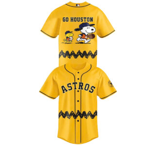 Unisex Houston Astros x Peanuts Night 2026 Go Houston Yellow Baseball Jersey for Baseball Fans
