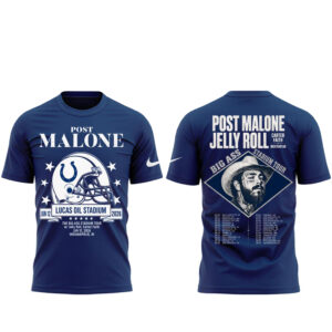 Unisex Indianapolis Colts x Post Malone The Big Ass Stadium Tour 2026 Graphic Shirt for Football and Music Fans