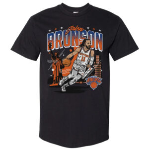 Unisex Jalen Brunson New York Knicks Skyline Graphic Shirt for Basketball Fans
