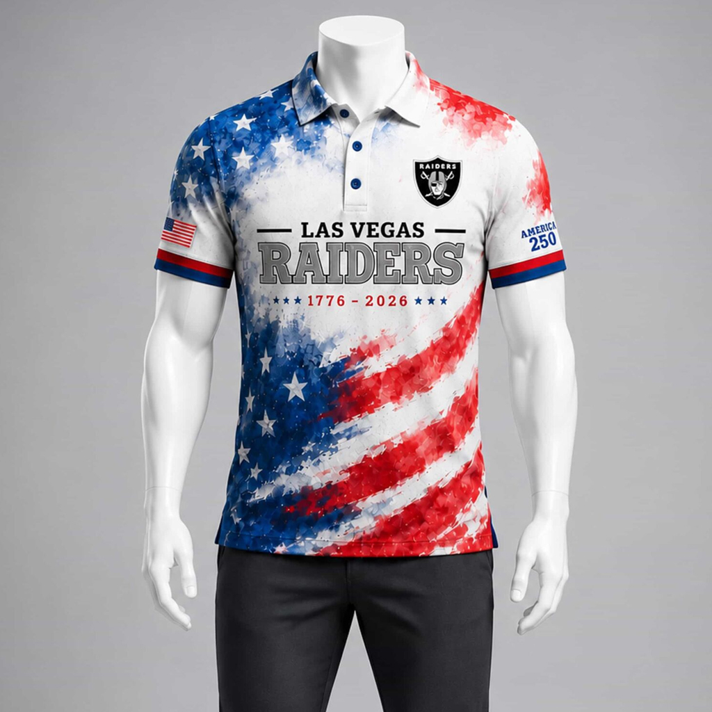 Unisex Las Vegas Raiders America 250 Years Of Freedom Graphic Polo Shirt for Football Fans - Image 2