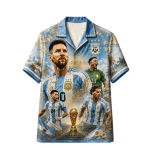 Unisex Lionel Messi Argentina World Cup 2026 Hawaiian Shirt for Soccer Fans