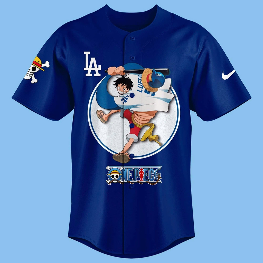 Unisex Los Angeles Dodgers One Piece Night 2026 Blue Baseball Jersey for Anime and Baseball Fans 2 Unisex Los Angeles Dodgers One Piece Night 2026 Blue Baseball Jersey for Anime and Baseball Fans