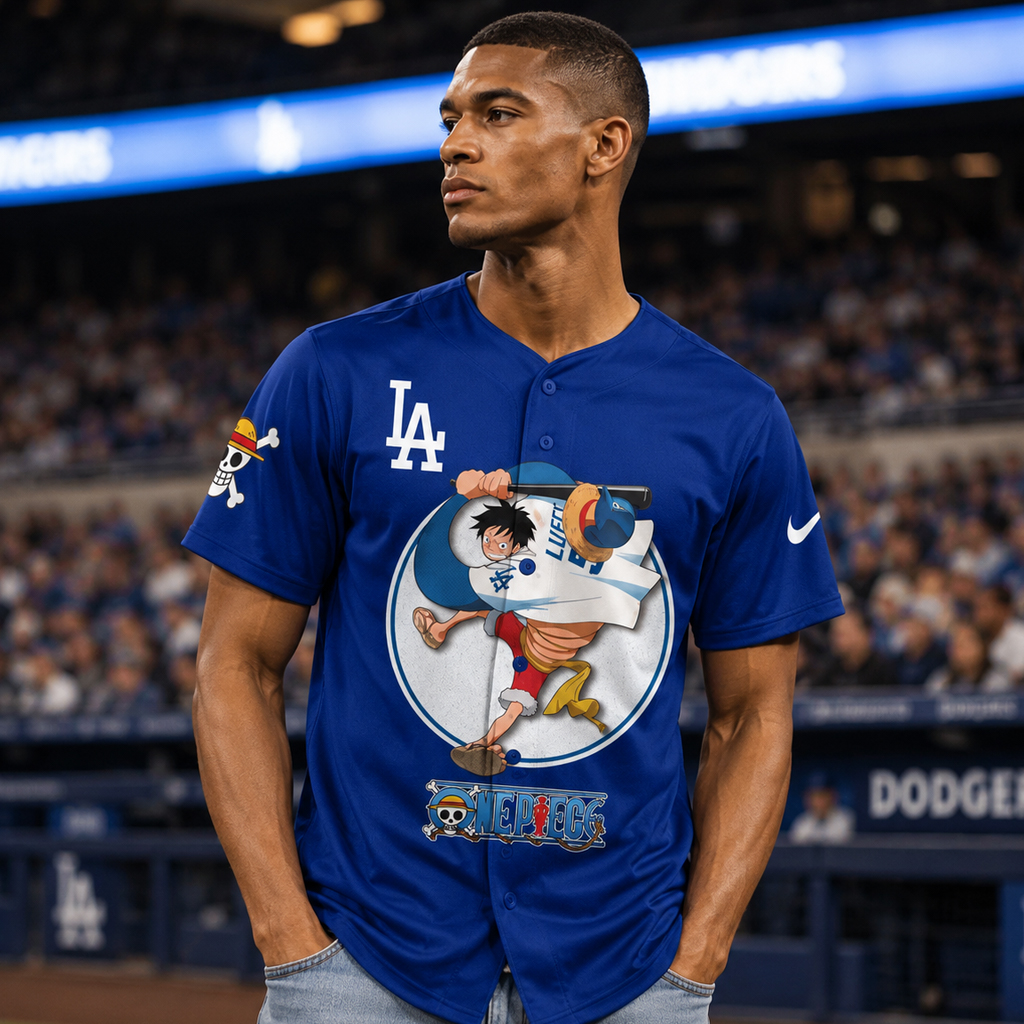 Unisex Los Angeles Dodgers One Piece Night 2026 Blue Baseball Jersey for Anime and Baseball Fans 4 Unisex Los Angeles Dodgers One Piece Night 2026 Blue Baseball Jersey for Anime and Baseball Fans