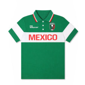 Unisex Mexico Global Soccer Event 2026 Green Graphic Polo Shirt for Soccer Fans