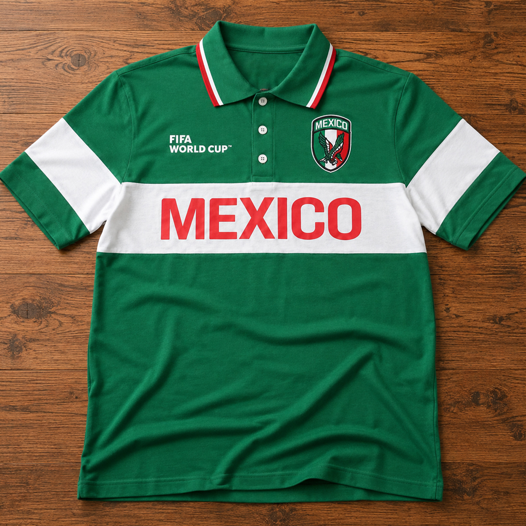 Unisex Mexico Global Soccer Event 2026 Green Graphic Polo Shirt for Soccer Fans 4 Unisex Mexico Global Soccer Event 2026 Green Graphic Polo Shirt for Soccer Fans