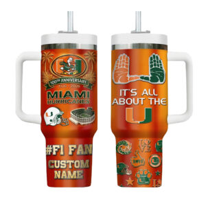 Unisex Miami Hurricanes 100th Anniversary Graphic Tumbler for College Sports Fans