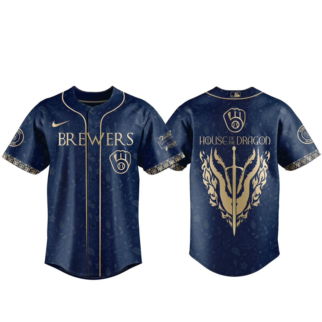 Unisex Milwaukee Brewers 2026 House of the Dragon Night Navy Baseball Jersey for Baseball Fans