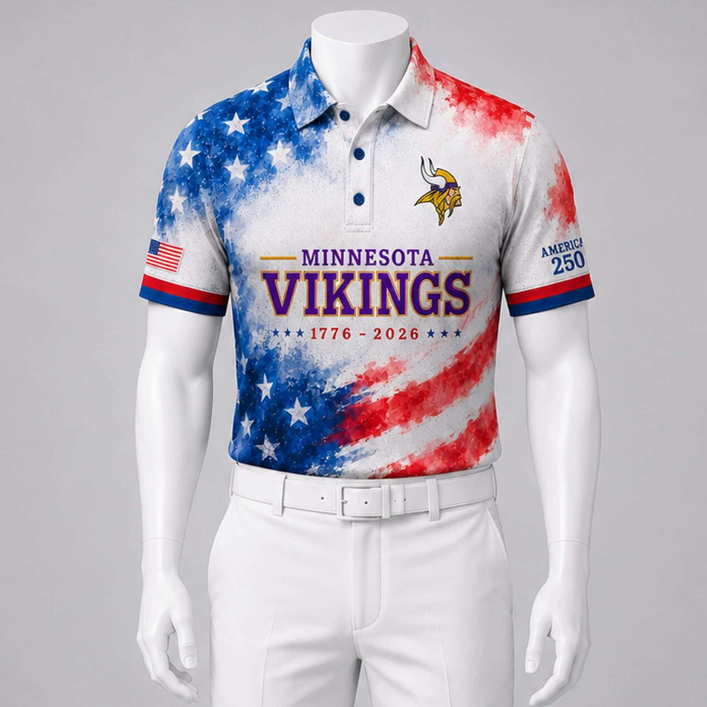 Unisex Minnesota Vikings America 250 Years Of Freedom Graphic Polo Shirt for Football Fans - Image 2