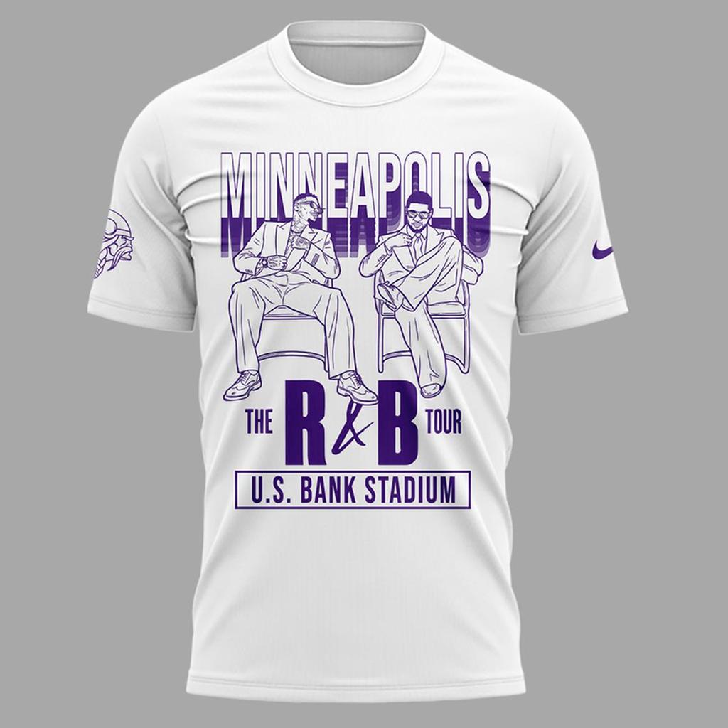 Unisex Minnesota Vikings x The R&B Tour 2026 Graphic Shirt for Football and Music Fans - Image 2