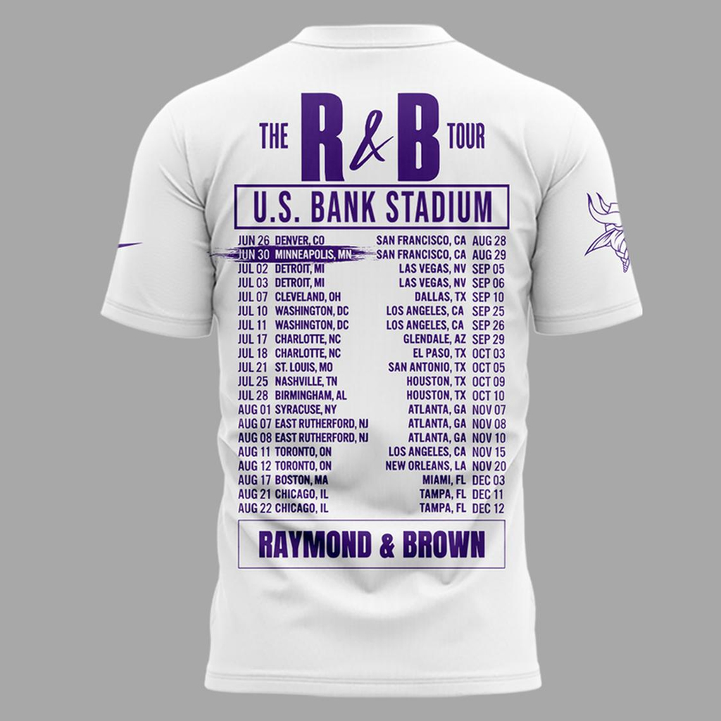 Unisex Minnesota Vikings x The R&B Tour 2026 Graphic Shirt for Football and Music Fans - Image 3