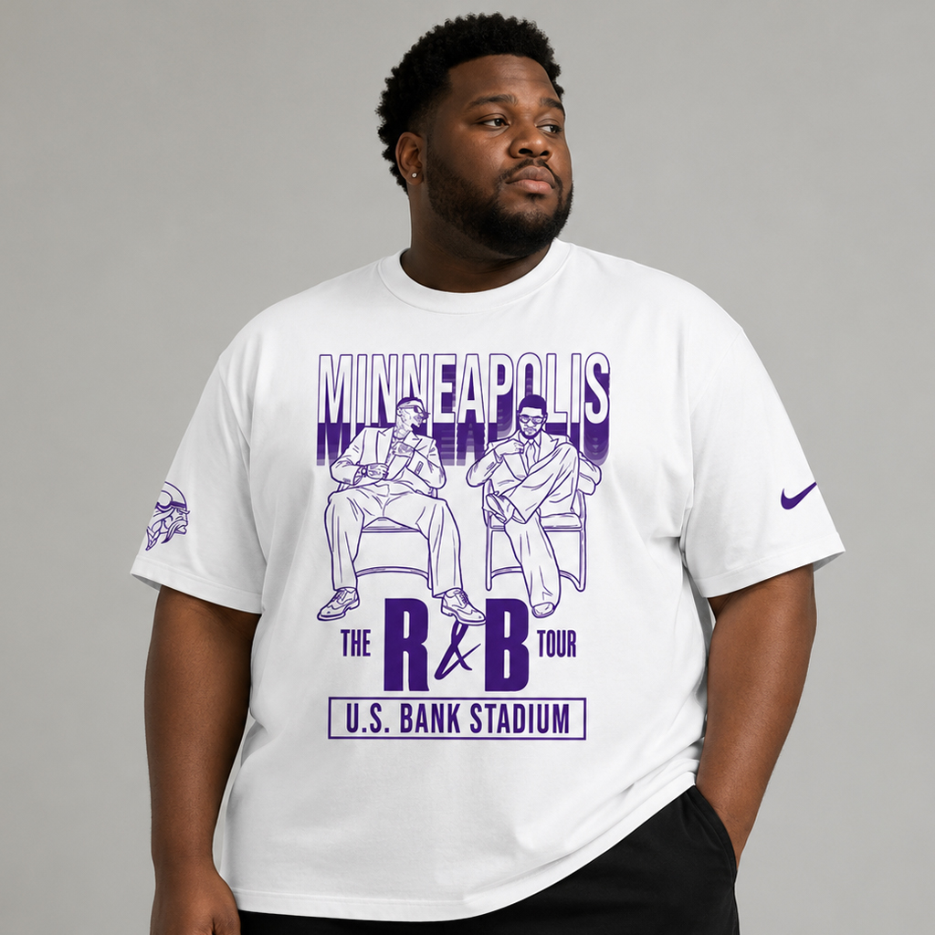 Unisex Minnesota Vikings x The R&B Tour 2026 Graphic Shirt for Football and Music Fans - Image 6