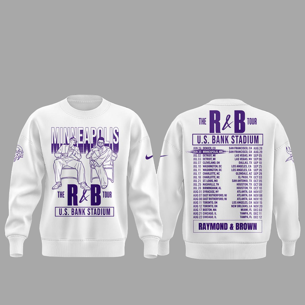 Unisex Minnesota Vikings x The R&B Tour 2026 Graphic Shirt for Football and Music Fans - Image 4