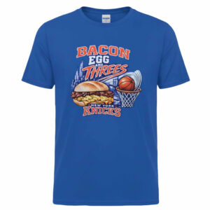Unisex New York Knicks Bacon Egg And Threes Graphic Shirt for Basketball Fans