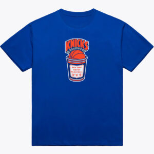 Unisex New York Knicks Blue Coffee Cup Graphic Shirt for Basketball Fans