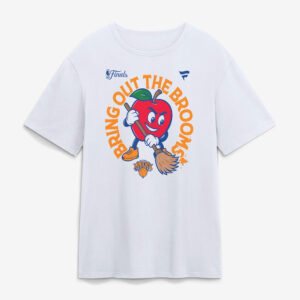 Unisex New York Knicks White Avenue Sweepers Bring Out The Brooms Graphic Shirt for Basketball Fans