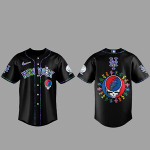Unisex New York Mets Grateful Dead Night 2026 Black Baseball Jersey for Baseball Fans