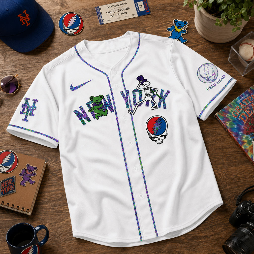Unisex New York Mets Grateful Dead Night 2026 White Baseball Jersey for Baseball Fans 2 Unisex New York Mets Grateful Dead Night 2026 White Baseball Jersey for Baseball Fans