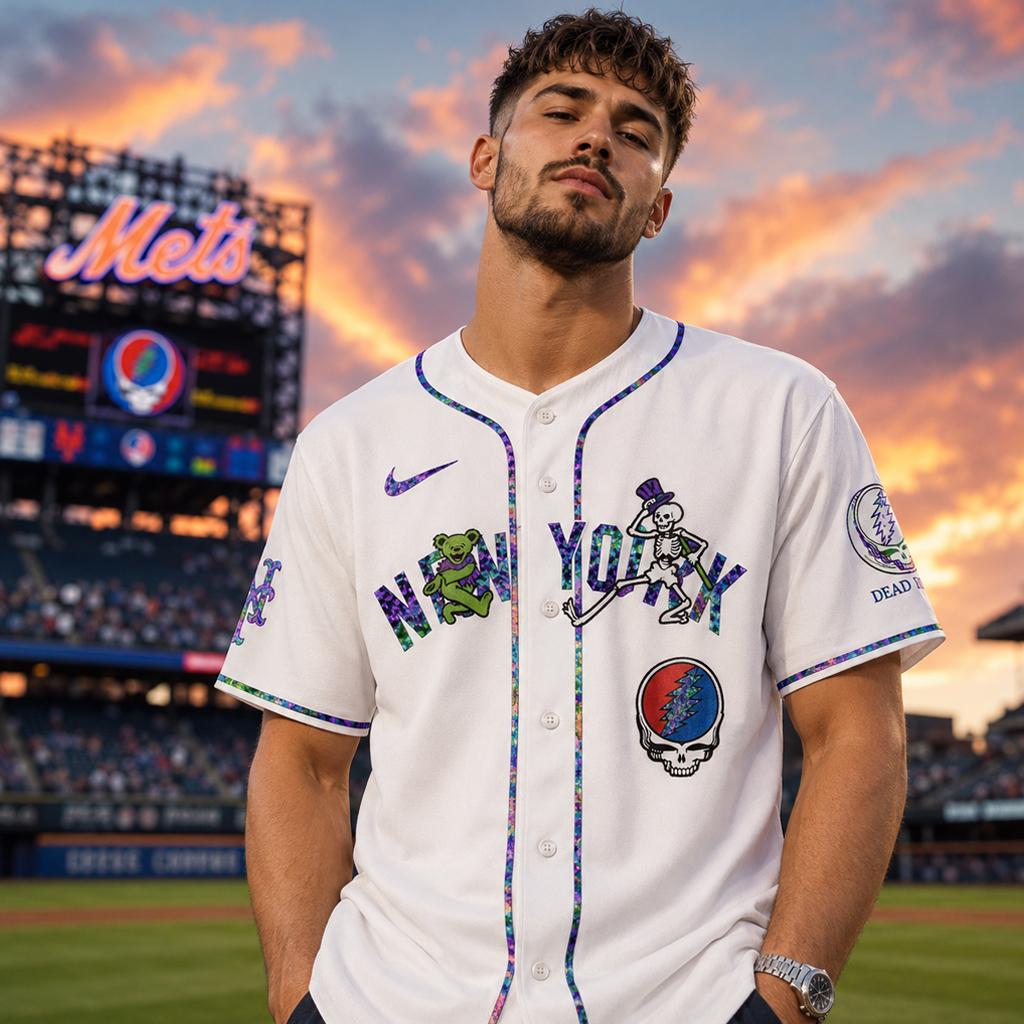 Unisex New York Mets Grateful Dead Night 2026 White Baseball Jersey for Baseball Fans 3 Unisex New York Mets Grateful Dead Night 2026 White Baseball Jersey for Baseball Fans