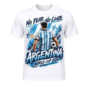 Unisex No Fear No Limits Argentina World Cup 2026 Graphic Shirt for Soccer Fans