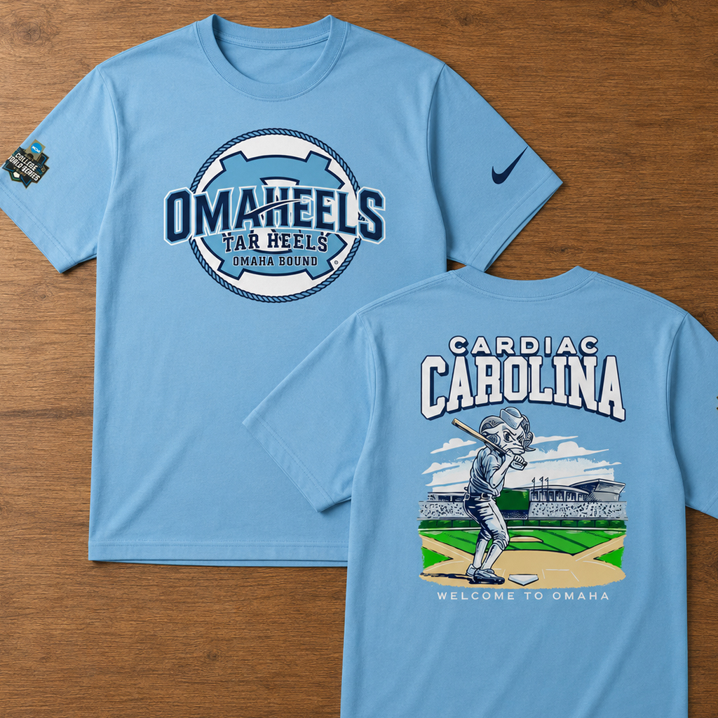 Unisex North Carolina Tar Heels 2026 Cardiac Carolina Welcome To Omaha Graphic Shirt for College Sports Fans - Image 6