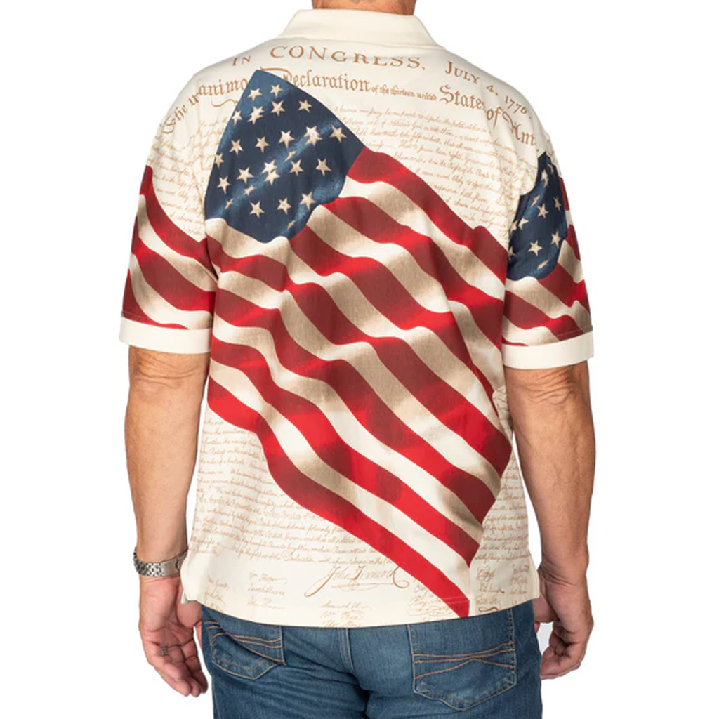 Unisex Patriotic American Waving Flag Graphic Polo Shirt for Patriotic Fans - Image 2