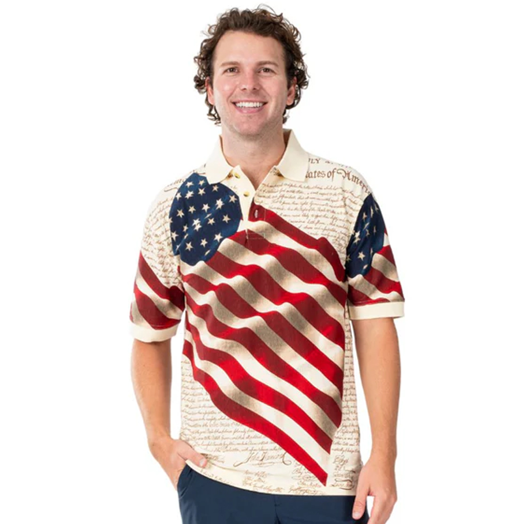 Unisex Patriotic American Waving Flag Graphic Polo Shirt for Patriotic Fans - Image 4