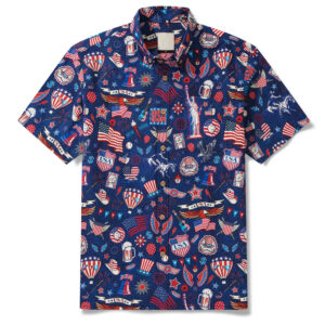 Unisex Patriotic Red White And Blue Atmosphere Hawaiian Shirt for Patriotic Fans
